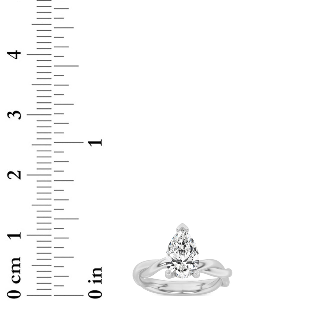 2Cttw Pear Shaped Lab Grown Diamond (F/VS) Twisted Shank Solitaire Engagement Ring in 14K Gold