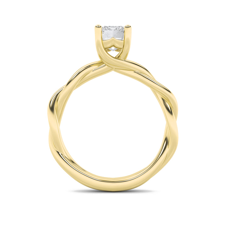 1CTW Radiant Shaped Lab Grown Diamond (F/VS) Twisted Shank Solitaire Engagement Ring in 14K Gold