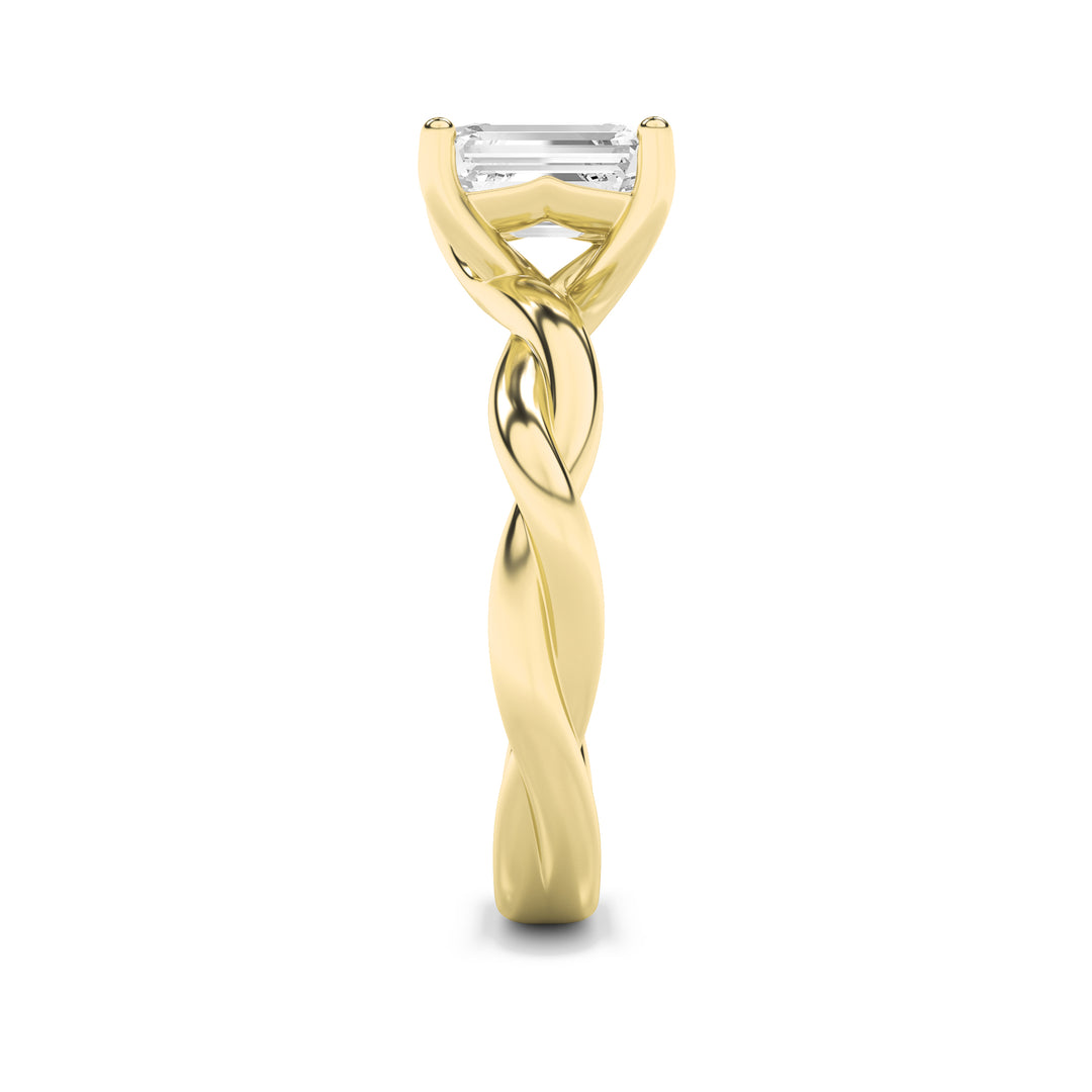 1CTW Radiant Shaped Lab Grown Diamond (F/VS) Twisted Shank Solitaire Engagement Ring in 14K Gold