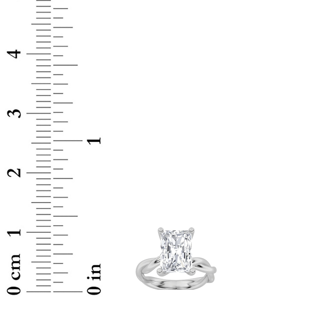 3Cttw Radiant Shaped Lab Grown Diamond (F/VS) Twisted Shank Solitaire Engagement Ring in 14K Gold