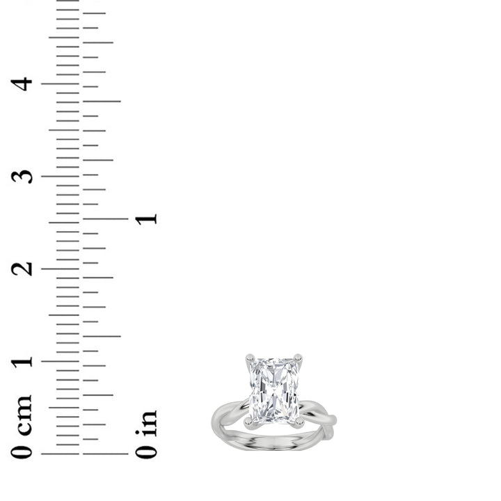 3Cttw Radiant Shaped Lab Grown Diamond (F/VS) Twisted Shank Solitaire Engagement Ring in 14K Gold