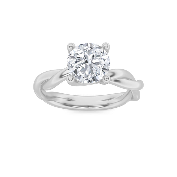 1CTW Round Shaped Lab Grown Diamond (F/VS) Twisted Shank Solitaire Engagement Ring in 14K Gold