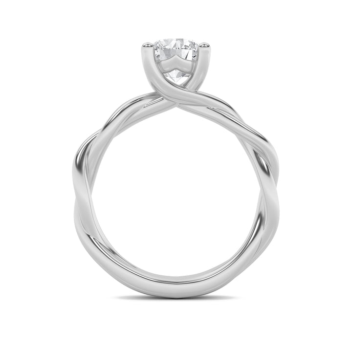 1CTW Round Shaped Lab Grown Diamond (F/VS) Twisted Shank Solitaire Engagement Ring in 14K Gold