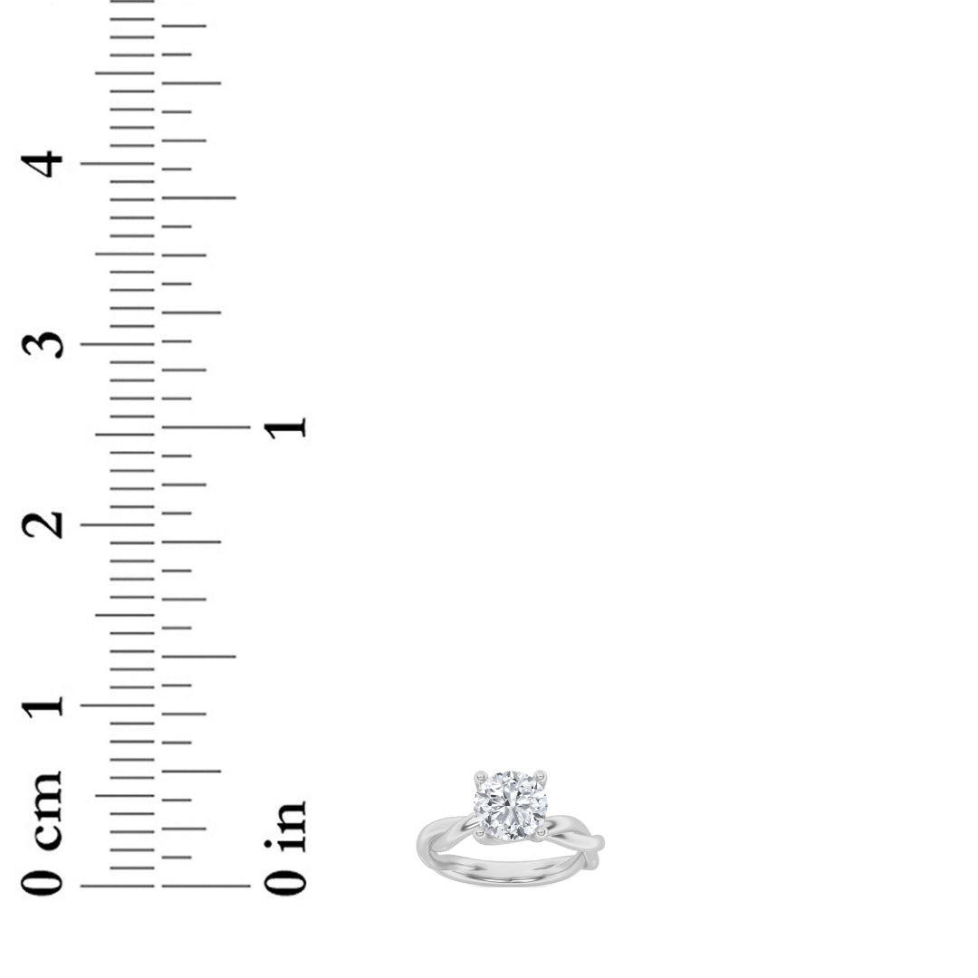 1CTW Round Shaped Lab Grown Diamond (F/VS) Twisted Shank Solitaire Engagement Ring in 14K Gold