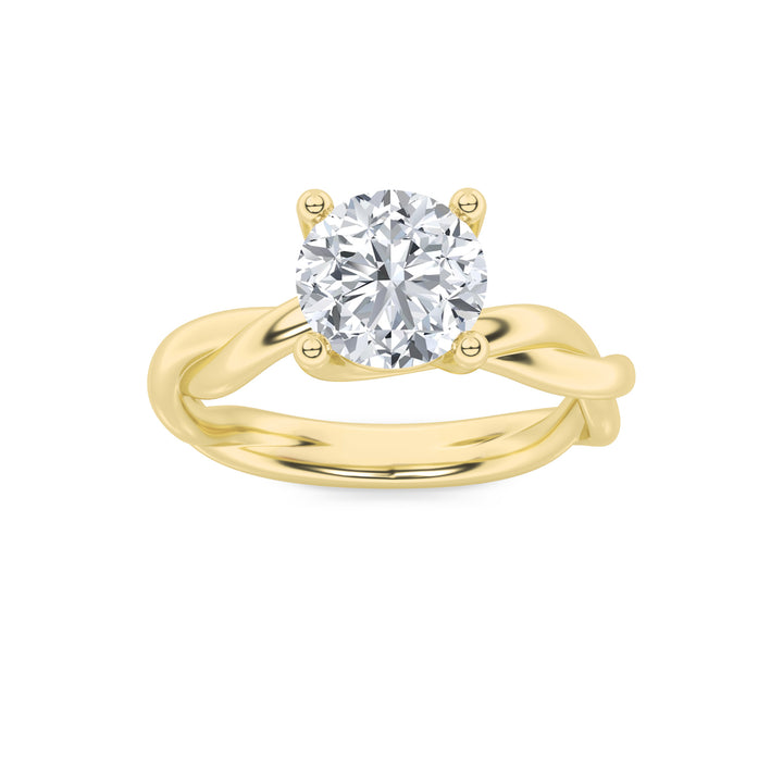1CTW Round Shaped Lab Grown Diamond (F/VS) Twisted Shank Solitaire Engagement Ring in 14K Gold