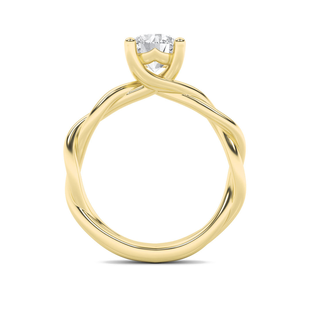 1CTW Round Shaped Lab Grown Diamond (F/VS) Twisted Shank Solitaire Engagement Ring in 14K Gold