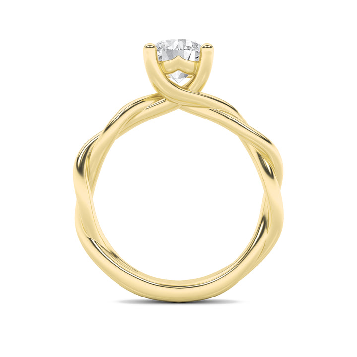 1CTW Round Shaped Lab Grown Diamond (F/VS) Twisted Shank Solitaire Engagement Ring in 14K Gold