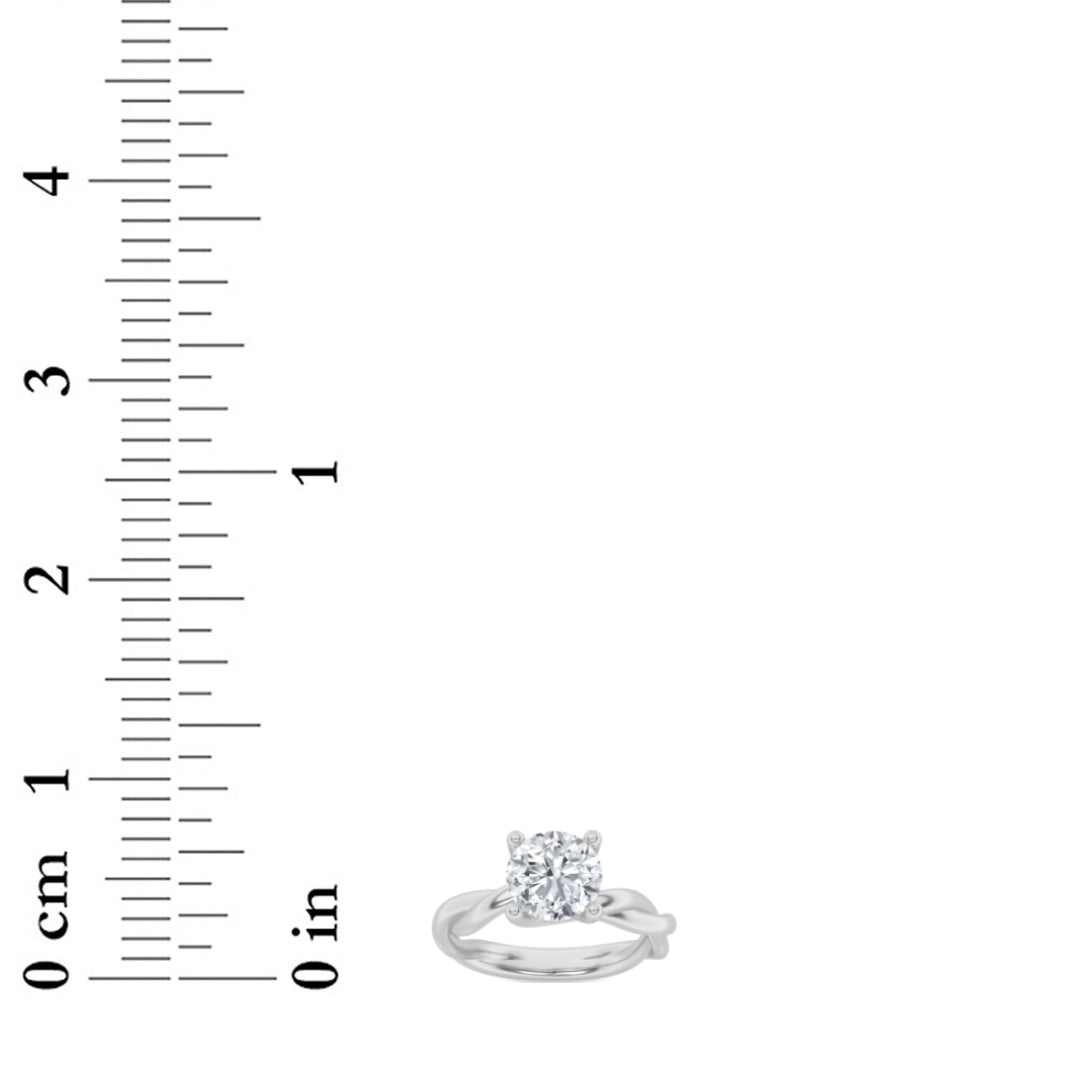 1.5Cttw Round Shaped Lab Grown Diamond (G/VS) Twisted Shank Solitaire Engagement Ring in 14K Gold