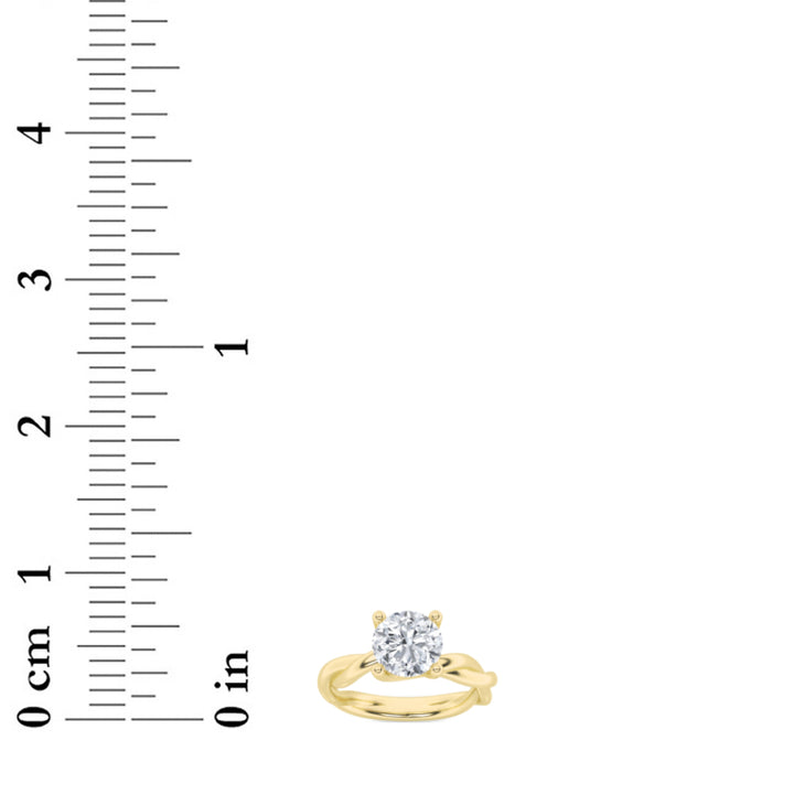 1.5Cttw Round Shaped Lab Grown Diamond (F/VS) Twisted Shank Solitaire Engagement Ring in 14K Gold