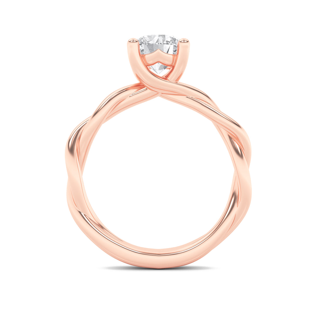 1.5Cttw Round Shaped Lab Grown Diamond (F/VS) Twisted Shank Solitaire Engagement Ring in 14K Gold