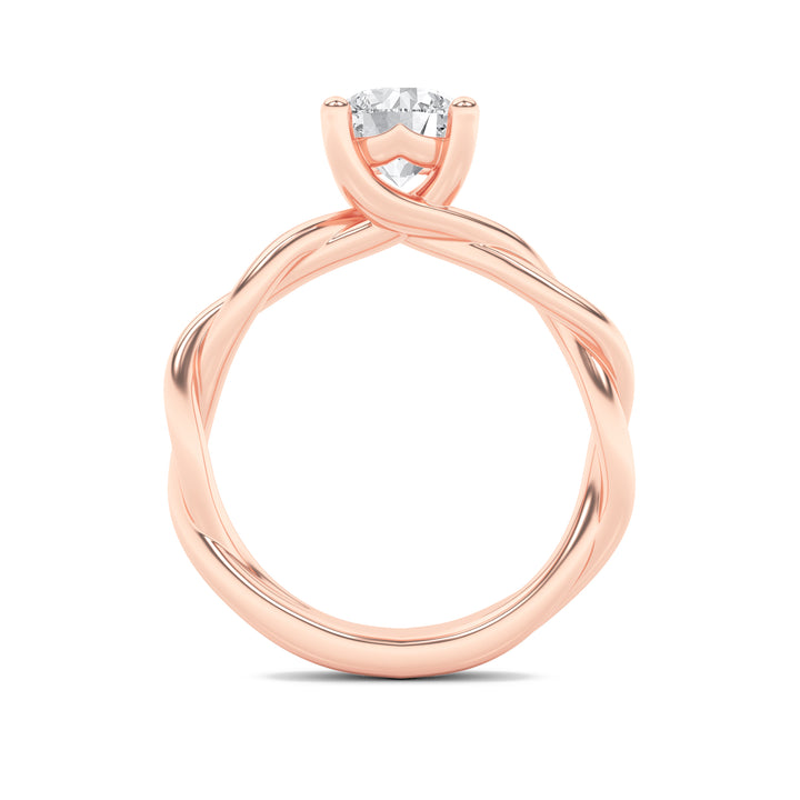 1.5Cttw Round Shaped Lab Grown Diamond (F/VS) Twisted Shank Solitaire Engagement Ring in 14K Gold