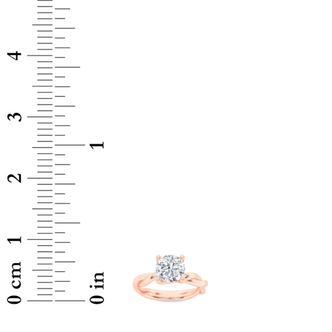 1.5Cttw Round Shaped Lab Grown Diamond (F/VS) Twisted Shank Solitaire Engagement Ring in 14K Gold