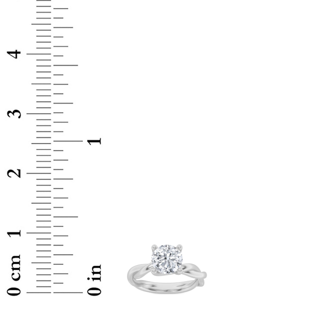 2Cttw Round Shaped Lab Grown Diamond (F/VS) Twisted Shank Solitaire Engagement Ring in 14K Gold