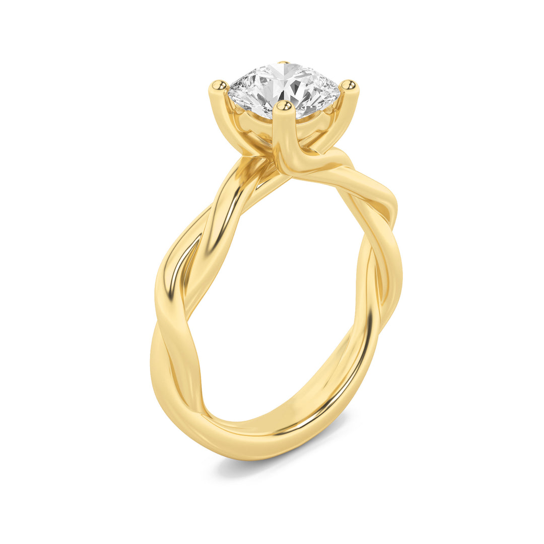 2Cttw Round Shaped Lab Grown Diamond (F/VS) Twisted Shank Solitaire Engagement Ring in 14K Gold