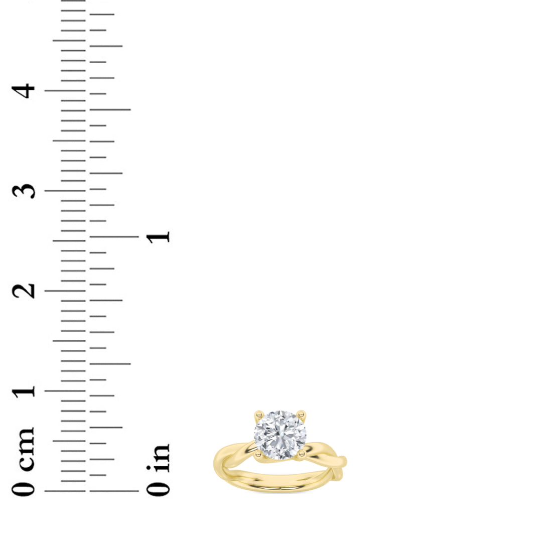 2Cttw Round Shaped Lab Grown Diamond (F/VS) Twisted Shank Solitaire Engagement Ring in 14K Gold