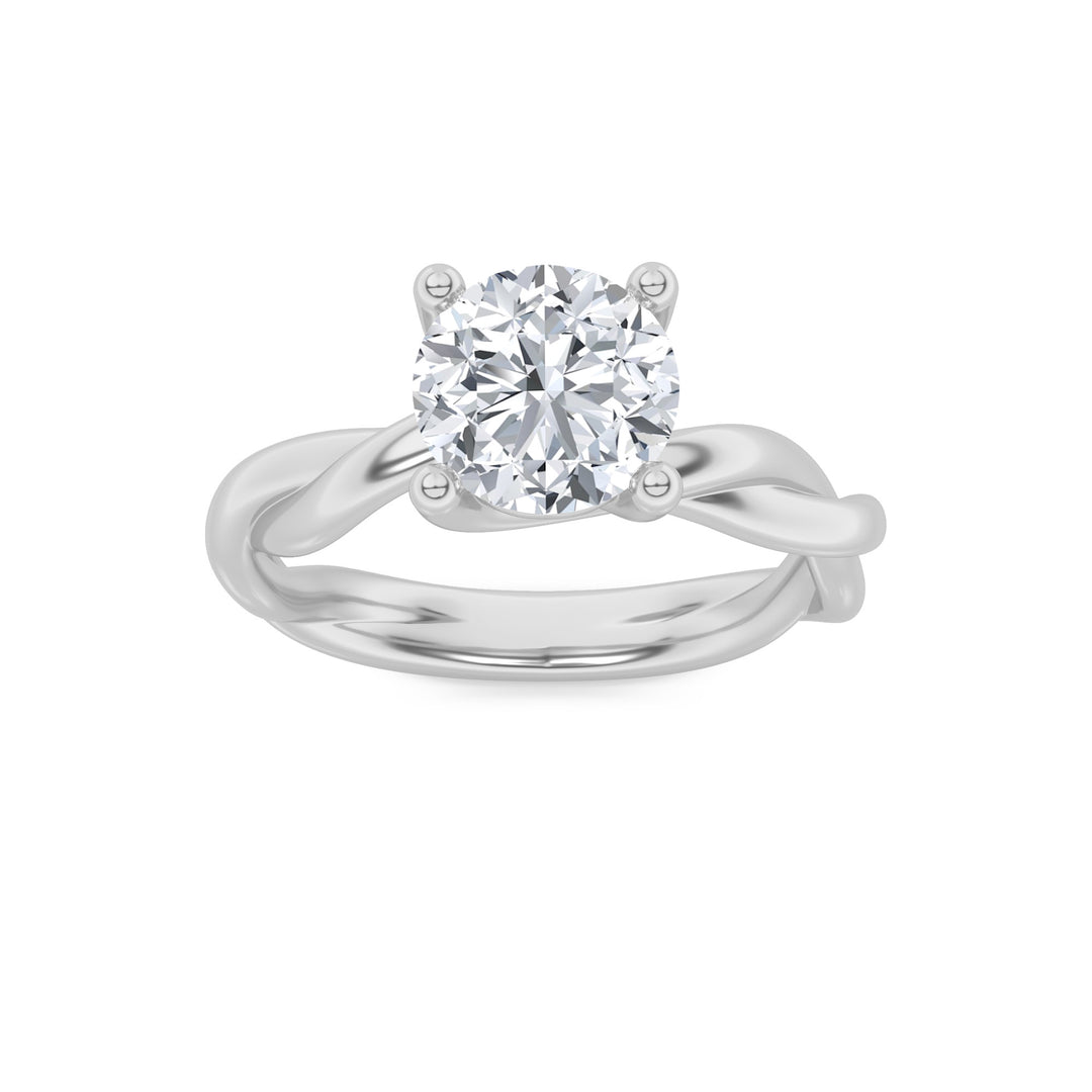 2.5Cttw Round Shaped Lab Grown Diamond (F/VS) Twisted Shank Solitaire Engagement Ring in 14K Gold