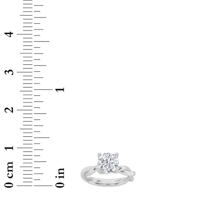 2.5Cttw Round Shaped Lab Grown Diamond (F/VS) Twisted Shank Solitaire Engagement Ring in 14K Gold
