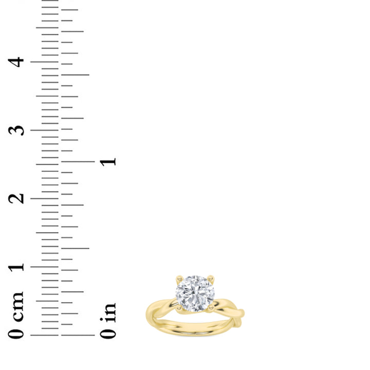 2.5Cttw Round Shaped Lab Grown Diamond (F/VS) Twisted Shank Solitaire Engagement Ring in 14K Gold