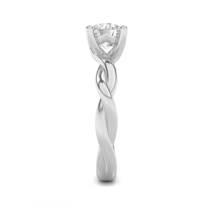 3Cttw Round Shaped Lab Grown Diamond (F/VS) Twisted Shank Solitaire Engagement Ring in 14K Gold