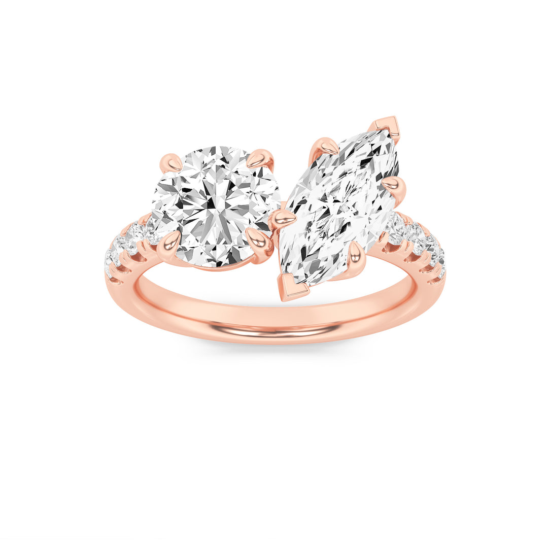 14KR 2.9ctw Lab Diamond Marquise Round Solitaire Ring