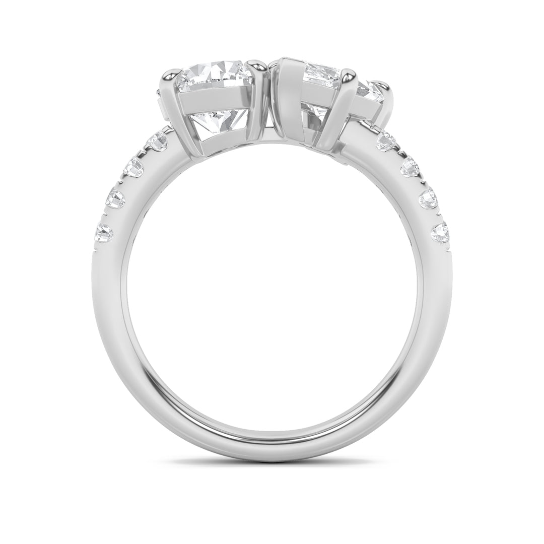 3Cttw Round Shaped Lab Grown Diamond (F/VS) Toi et Moi Engagement Ring in 14K Gold