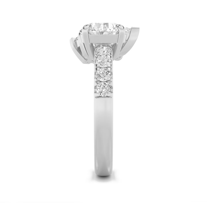 3Cttw Round Shaped Lab Grown Diamond (F/VS) Toi et Moi Engagement Ring in 14K Gold