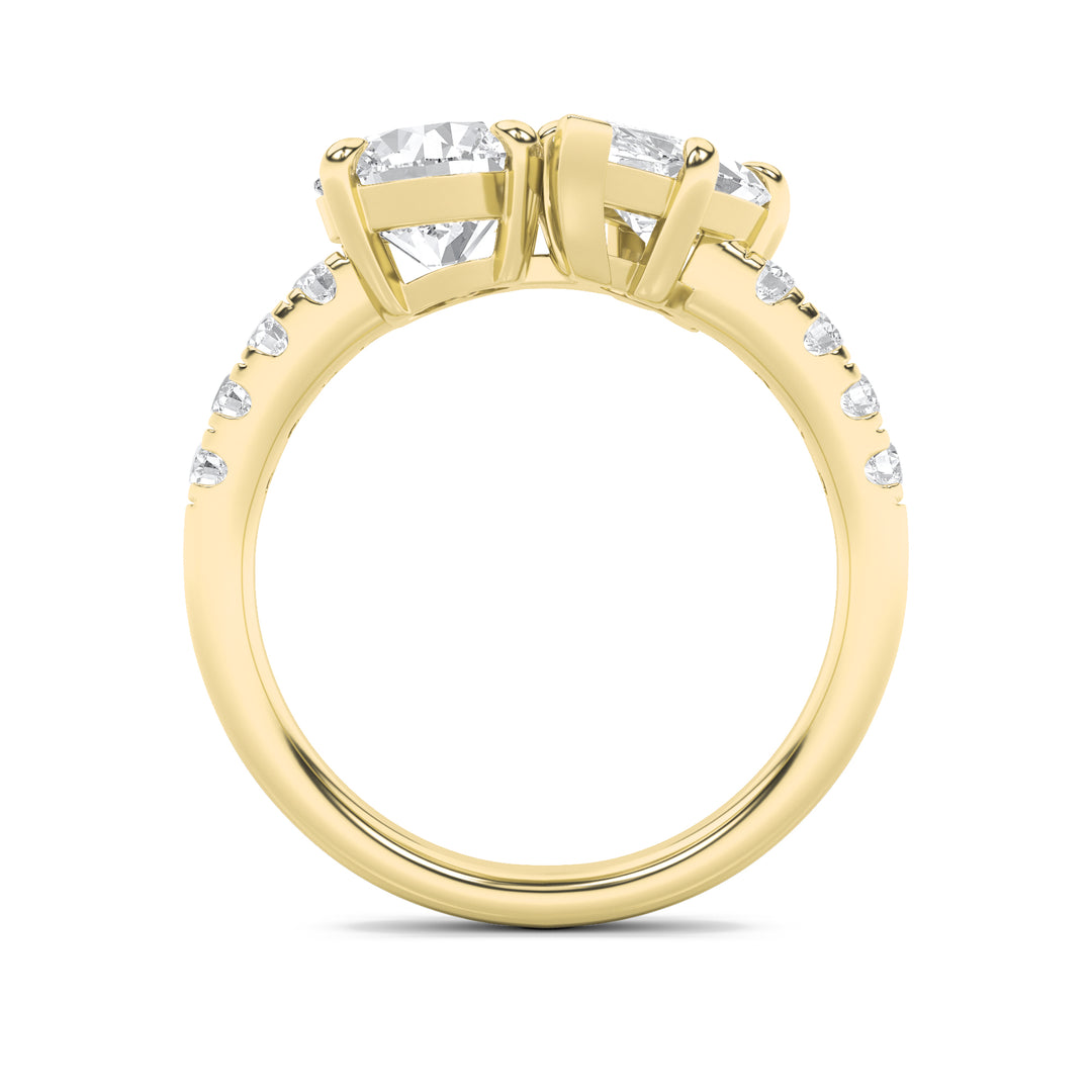 3Cttw Round Shaped Lab Grown Diamond (F/VS) Toi et Moi Engagement Ring in 14K Gold