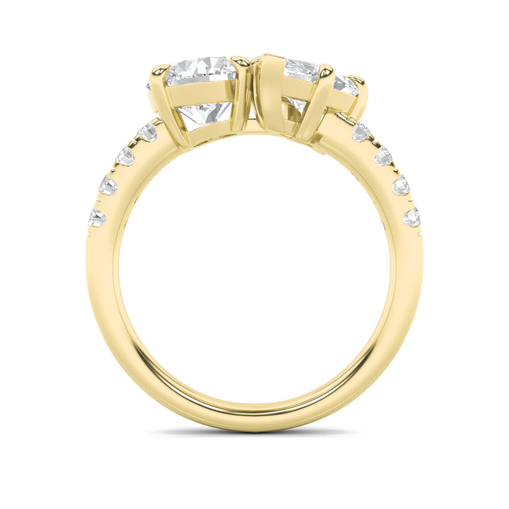 3Cttw Round Shaped Lab Grown Diamond (F/VS) Toi et Moi Engagement Ring in 14K Gold