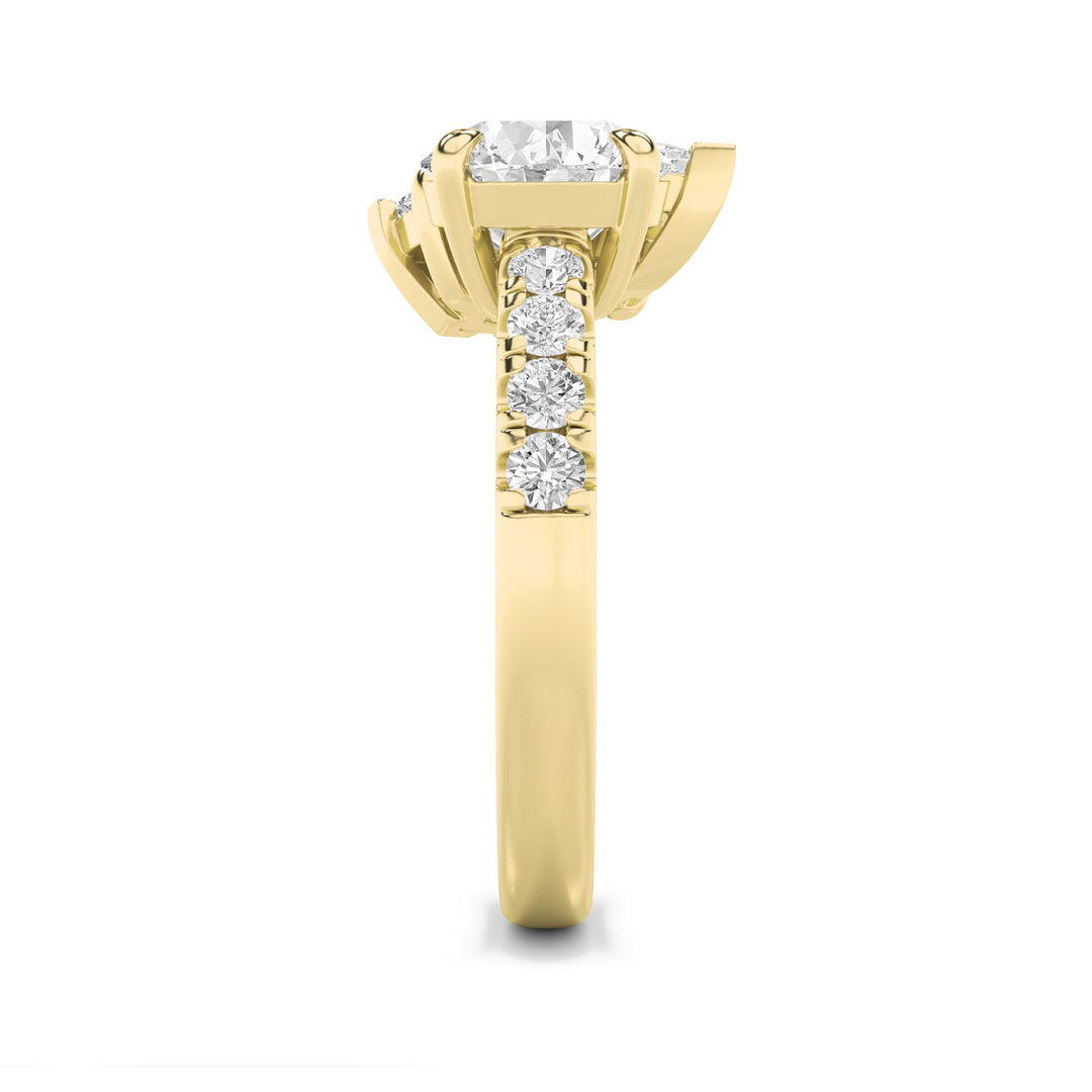 3Cttw Round Shaped Lab Grown Diamond (F/VS) Toi et Moi Engagement Ring in 14K Gold