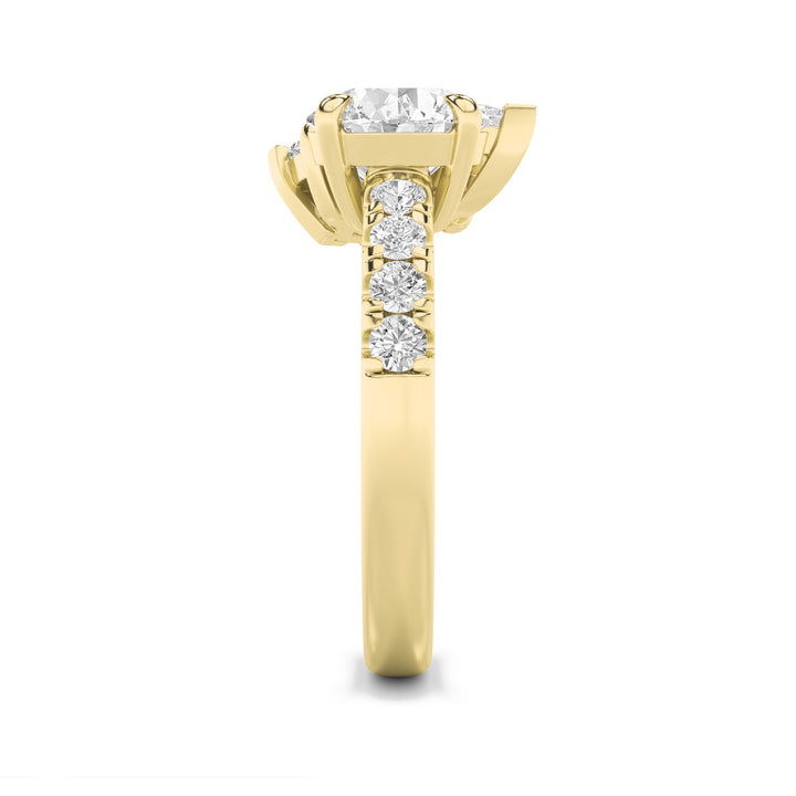 3Cttw Round Shaped Lab Grown Diamond (F/VS) Toi et Moi Engagement Ring in 14K Gold