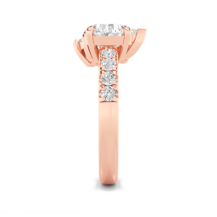 3Cttw Round Shaped Lab Grown Diamond (F/VS) Toi et Moi Engagement Ring in 14K Gold