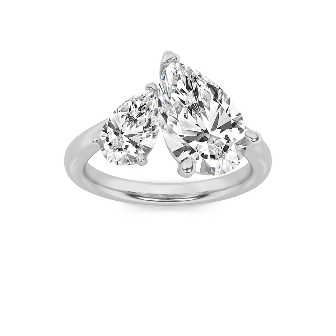 3Cttw Pear Shaped Lab Grown Diamond (F/VS) Toi etMoi Engagement Ring in 14K Gold
