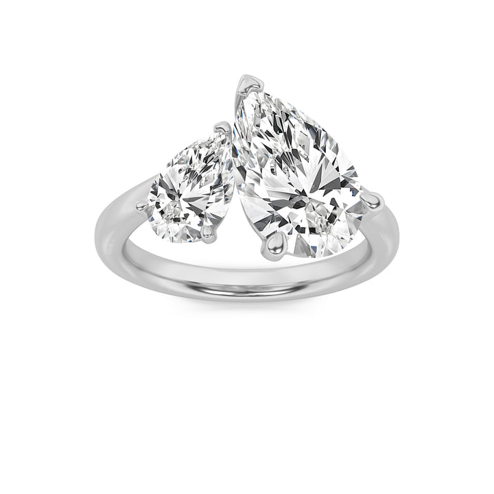 3Cttw Pear Shaped Lab Grown Diamond (F/VS) Toi etMoi Engagement Ring in 14K Gold