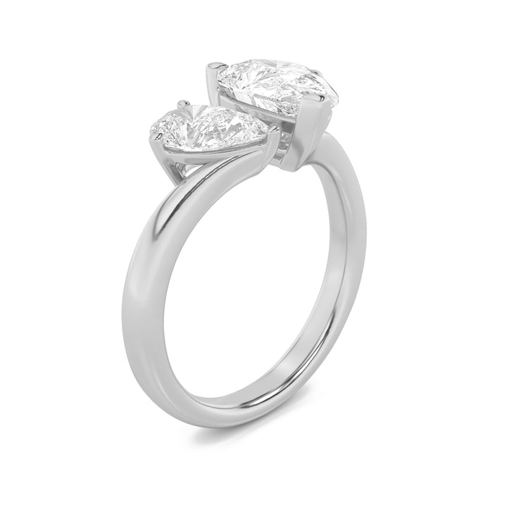 3Cttw Pear Shaped Lab Grown Diamond (F/VS) Toi etMoi Engagement Ring in 14K Gold