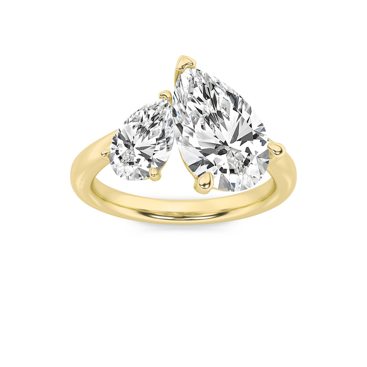 3Cttw Pear Shaped Lab Grown Diamond (F/VS) Toi etMoi Engagement Ring in 14K Gold