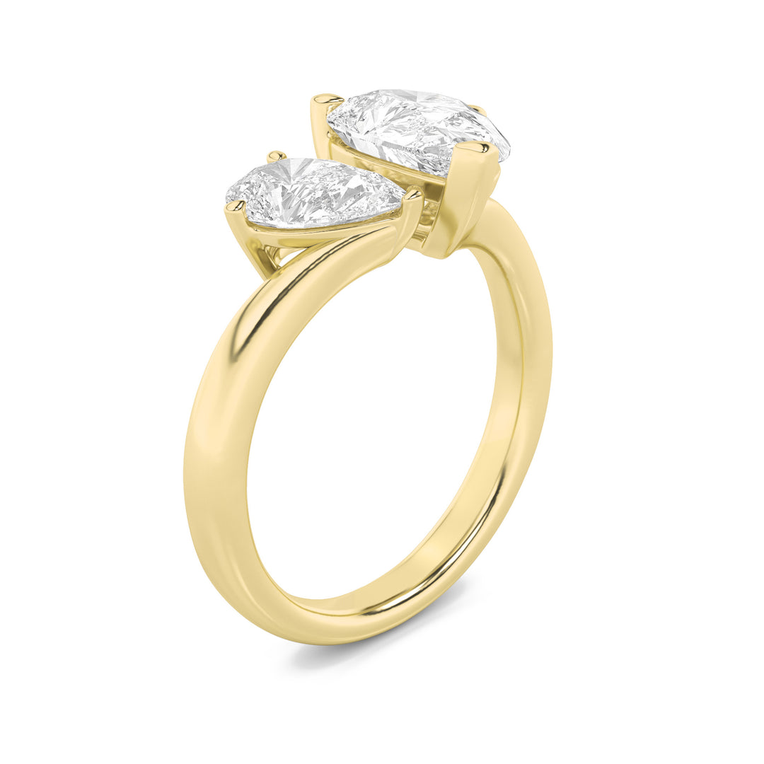 3Cttw Pear Shaped Lab Grown Diamond (F/VS) Toi etMoi Engagement Ring in 14K Gold