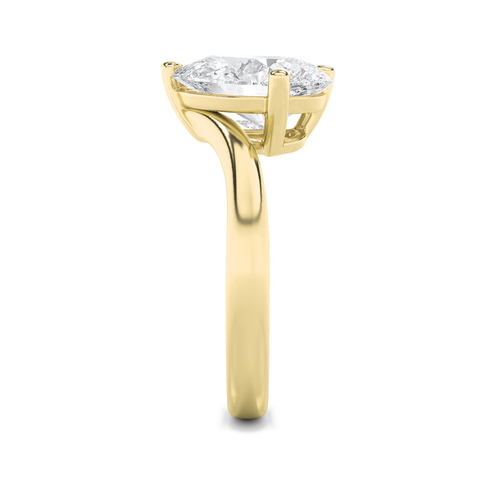 3Cttw Pear Shaped Lab Grown Diamond (F/VS) Toi etMoi Engagement Ring in 14K Gold