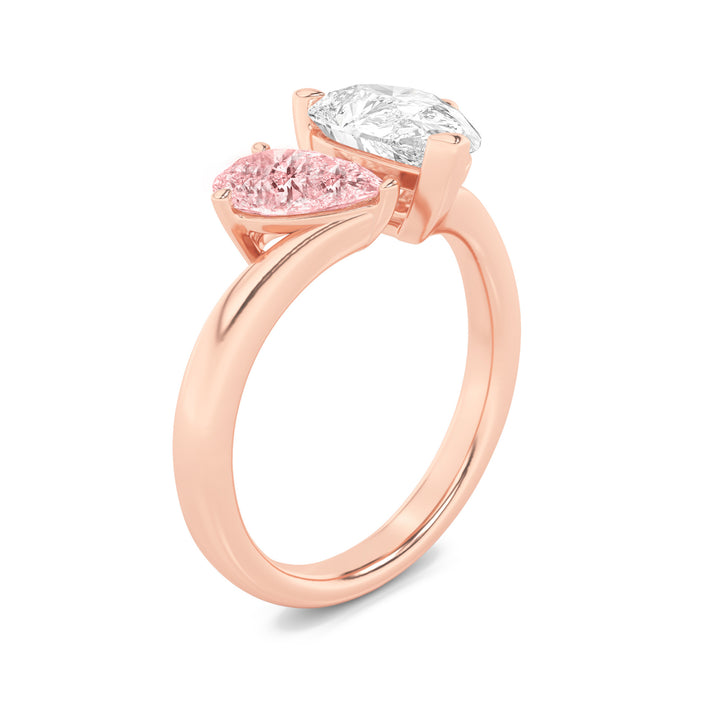 3Cttw Pear Shaped Lab Grown Diamond (F/VS) Toi etMoi Engagement Ring in 14K Gold