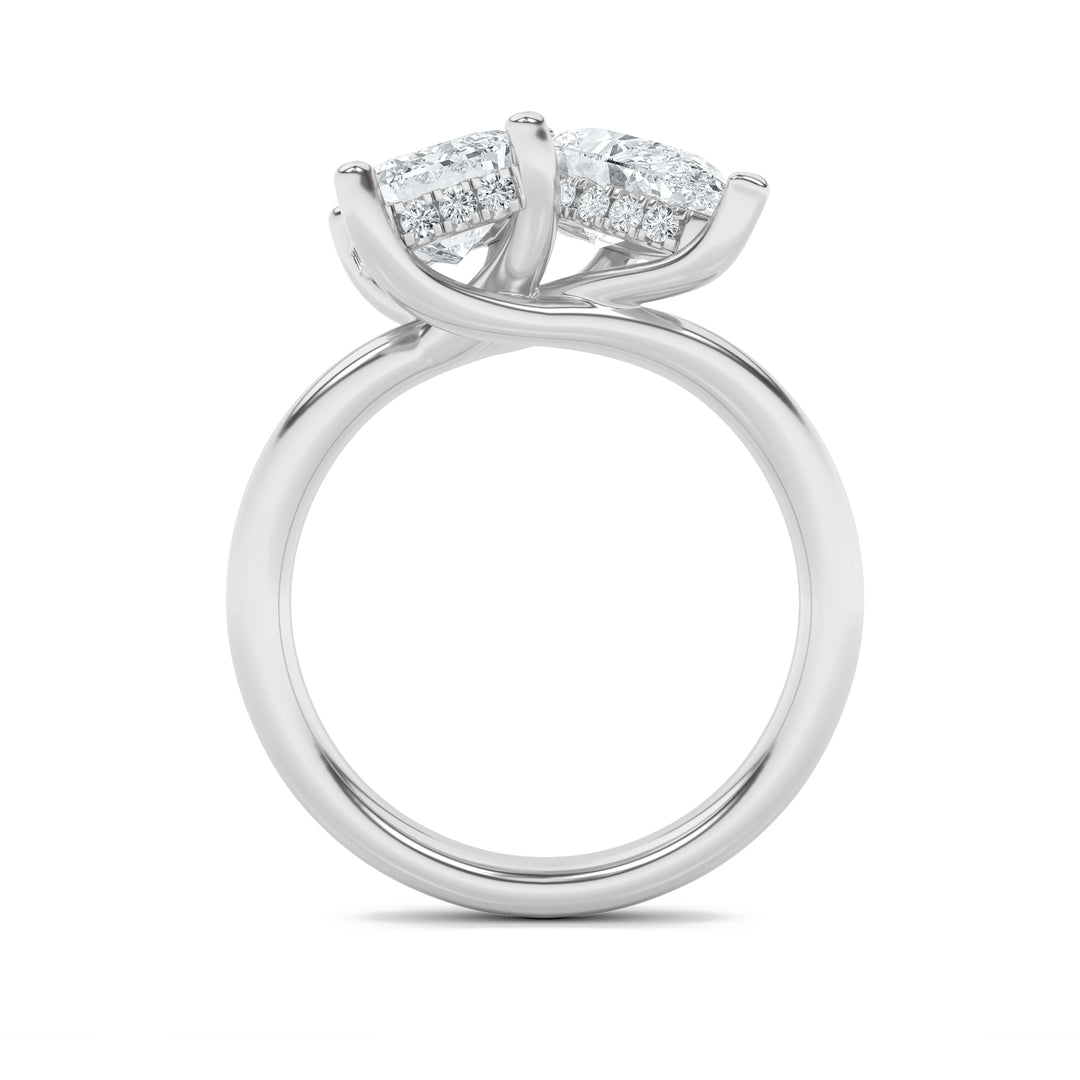 3Cttw Emerald Shaped Lab Grown Diamond (F/VS) Toiet Moi Engagement Ring in 14K Gold