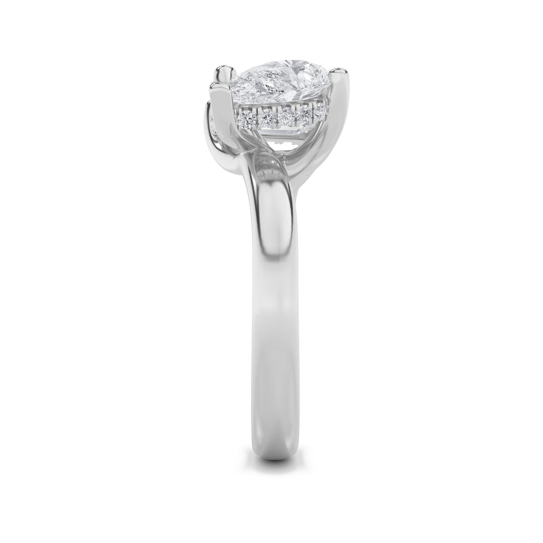 3Cttw Emerald Shaped Lab Grown Diamond (F/VS) Toiet Moi Engagement Ring in 14K Gold