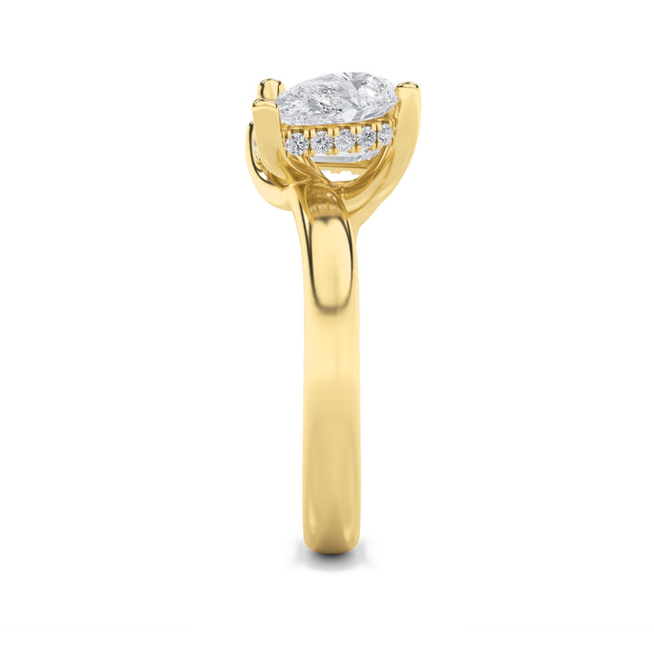 3Cttw Emerald Shaped Lab Grown Diamond (F/VS) Toiet Moi Engagement Ring in 14K Gold