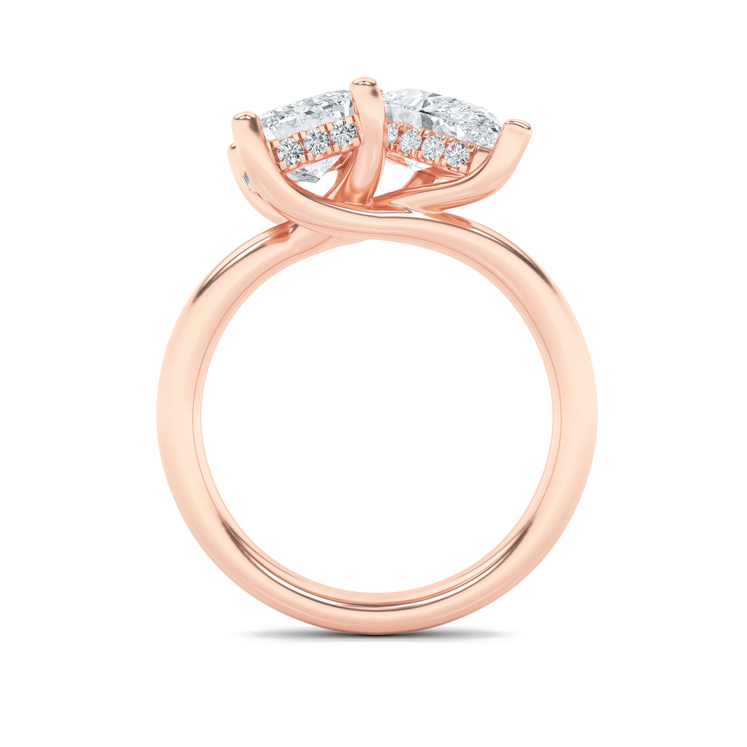 3Cttw Emerald Shaped Lab Grown Diamond (F/VS) Toiet Moi Engagement Ring in 14K Gold