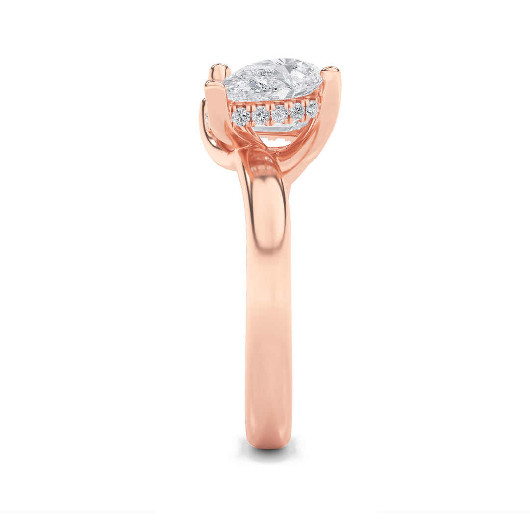 3Cttw Emerald Shaped Lab Grown Diamond (F/VS) Toiet Moi Engagement Ring in 14K Gold