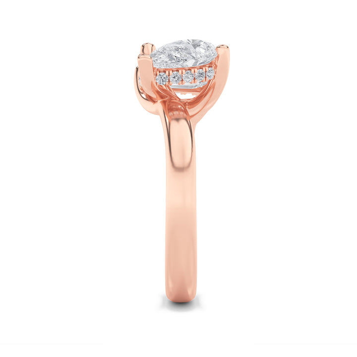 3Cttw Emerald Shaped Lab Grown Diamond (F/VS) Toiet Moi Engagement Ring in 14K Gold