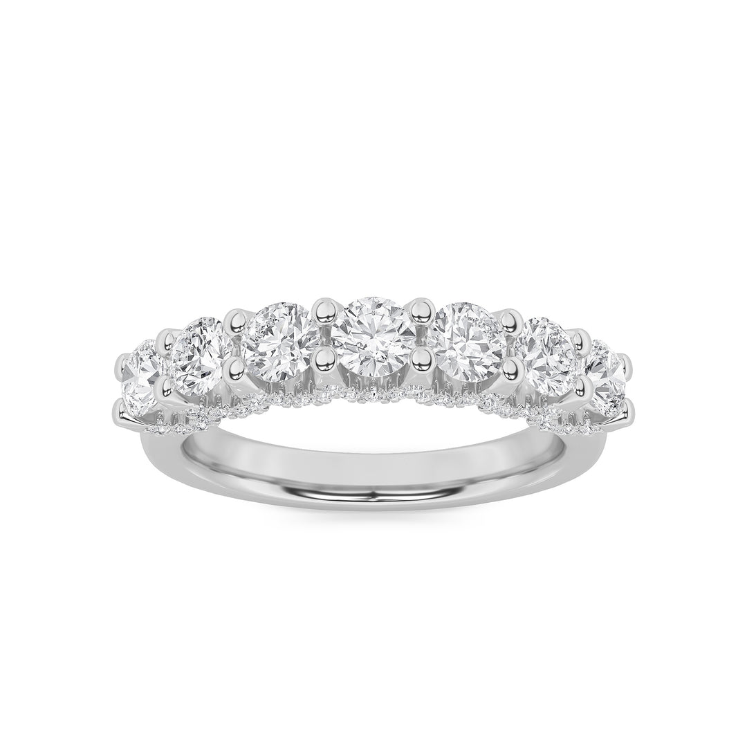 1CTW Round Shaped Lab Grown Diamond (F/VS) Accented Double Halo Set of Band and  Ring in 14K Gold