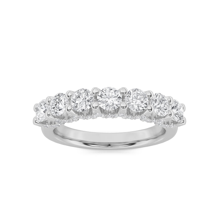 1CTW Round Shaped Lab Grown Diamond (F/VS) Accented Double Halo Set of Band and  Ring in 14K Gold
