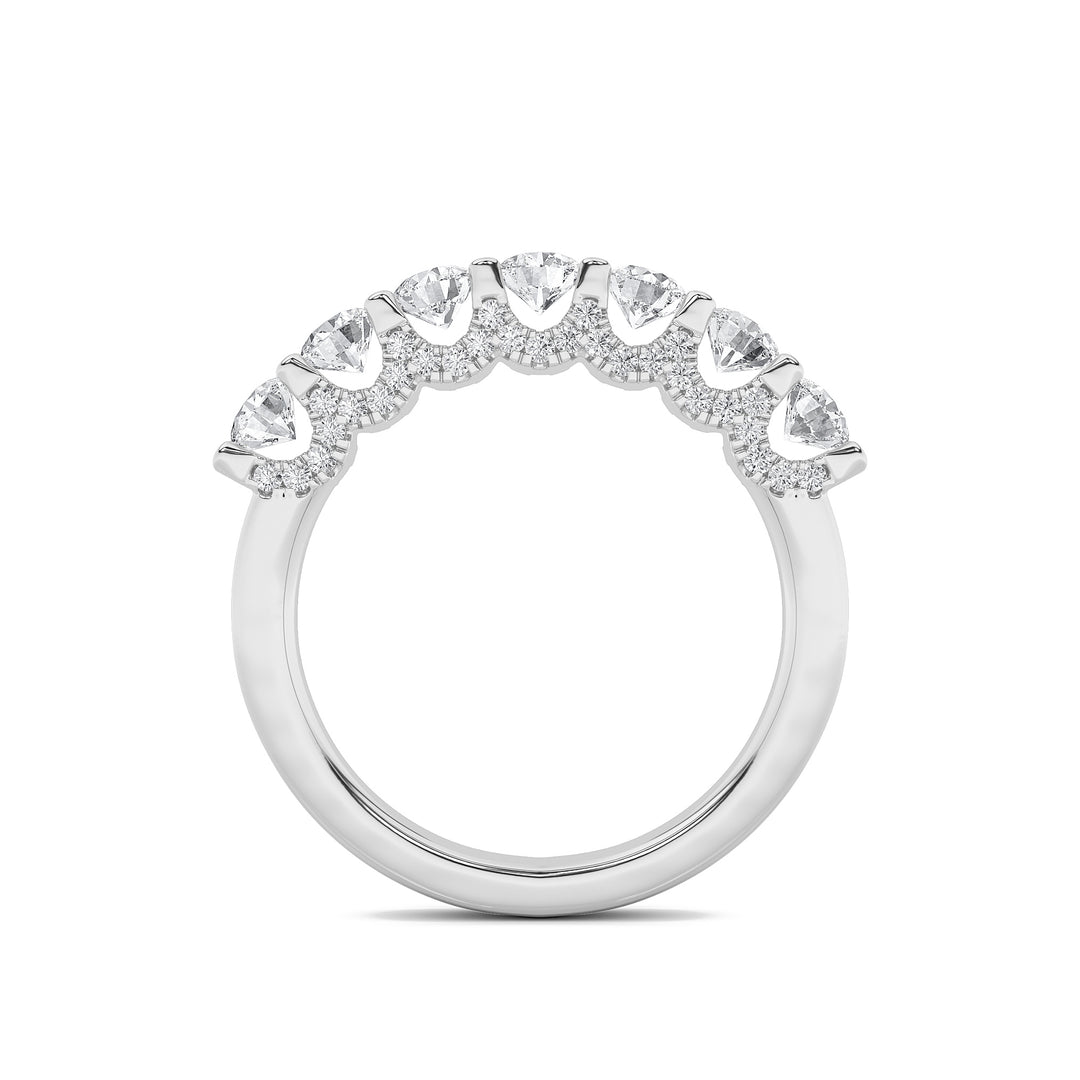 1CTW Round Shaped Lab Grown Diamond (F/VS) Accented Double Halo Set of Band and  Ring in 14K Gold