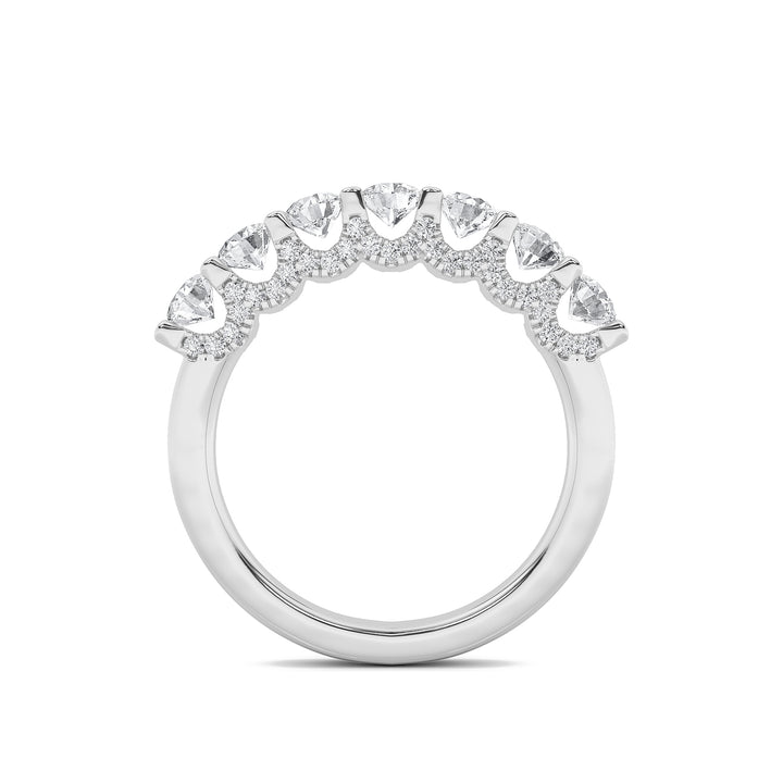 1CTW Round Shaped Lab Grown Diamond (F/VS) Accented Double Halo Set of Band and  Ring in 14K Gold