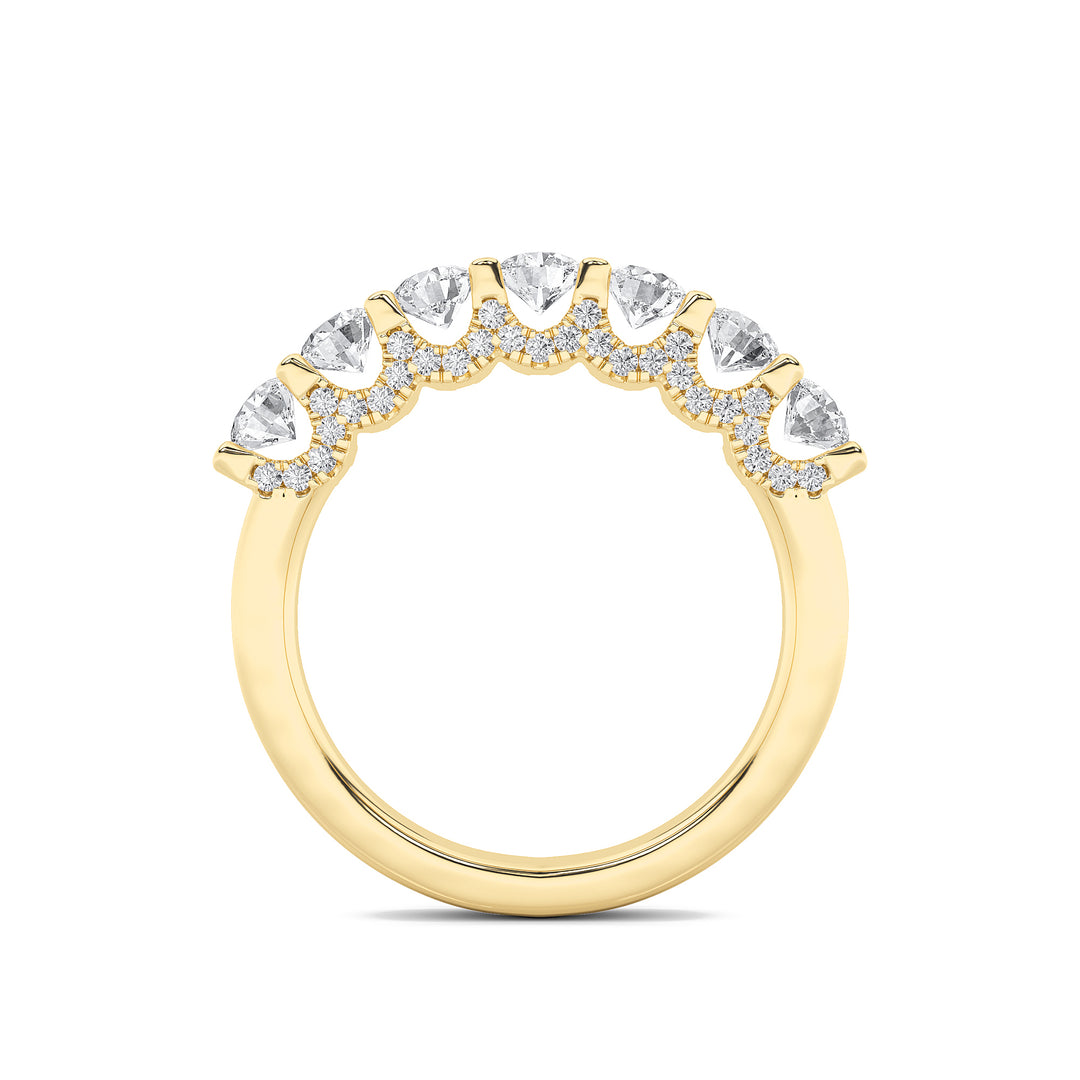 1CTW Round Shaped Lab Grown Diamond (F/VS) Accented Double Halo Set of Band and  Ring in 14K Gold