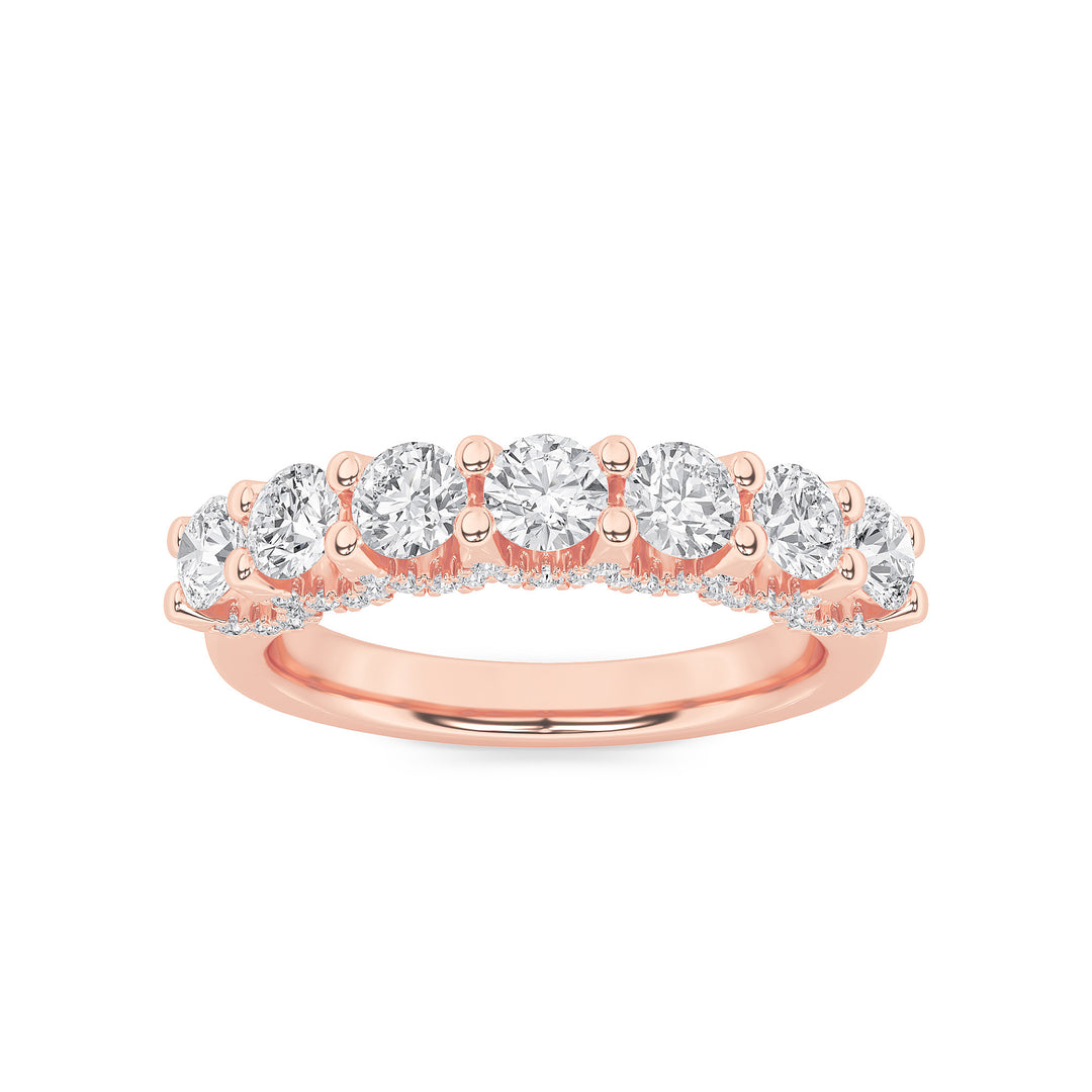 1CTW Round Shaped Lab Grown Diamond (F/VS) Accented Double Halo Set of Band and  Ring in 14K Gold